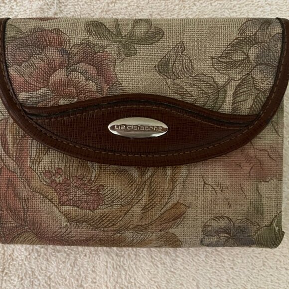 Liz Claiborne Crossbody Bag AND Matching Wallet Brown Floral - Picture 7 of 11